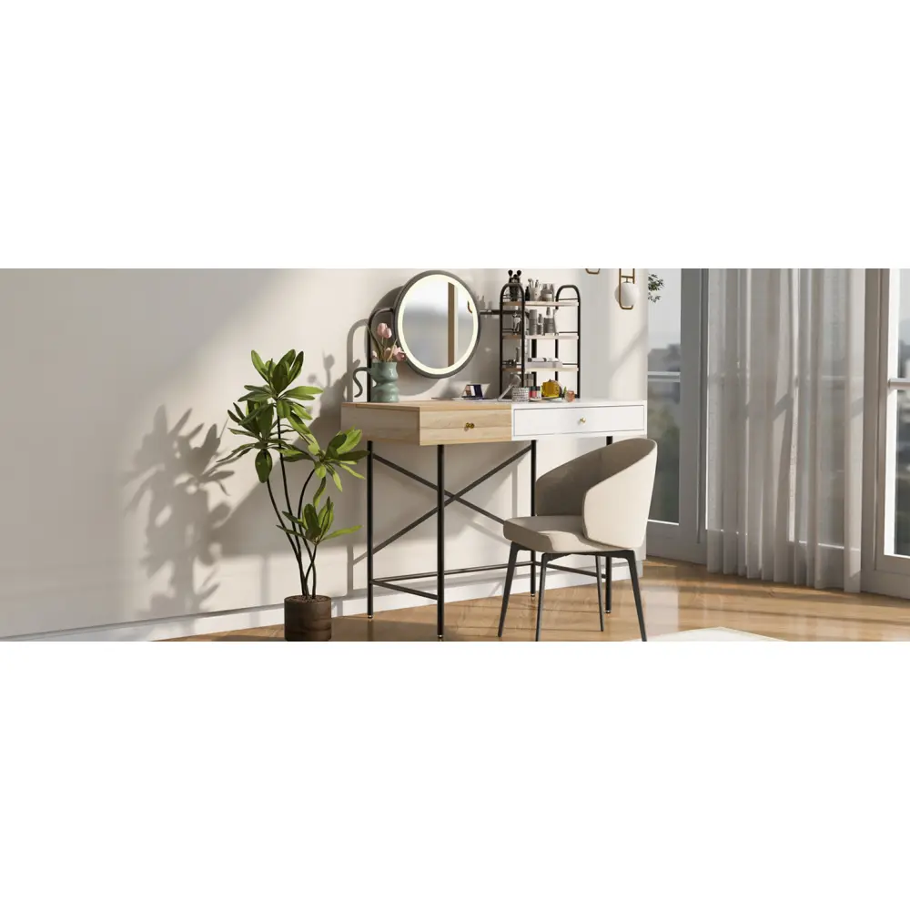 40" Makeup Vanity with 3-Mode Lighted Mirror and Wireless Charging Station Dressers for Bedroom  Dressers  Vanity Desk