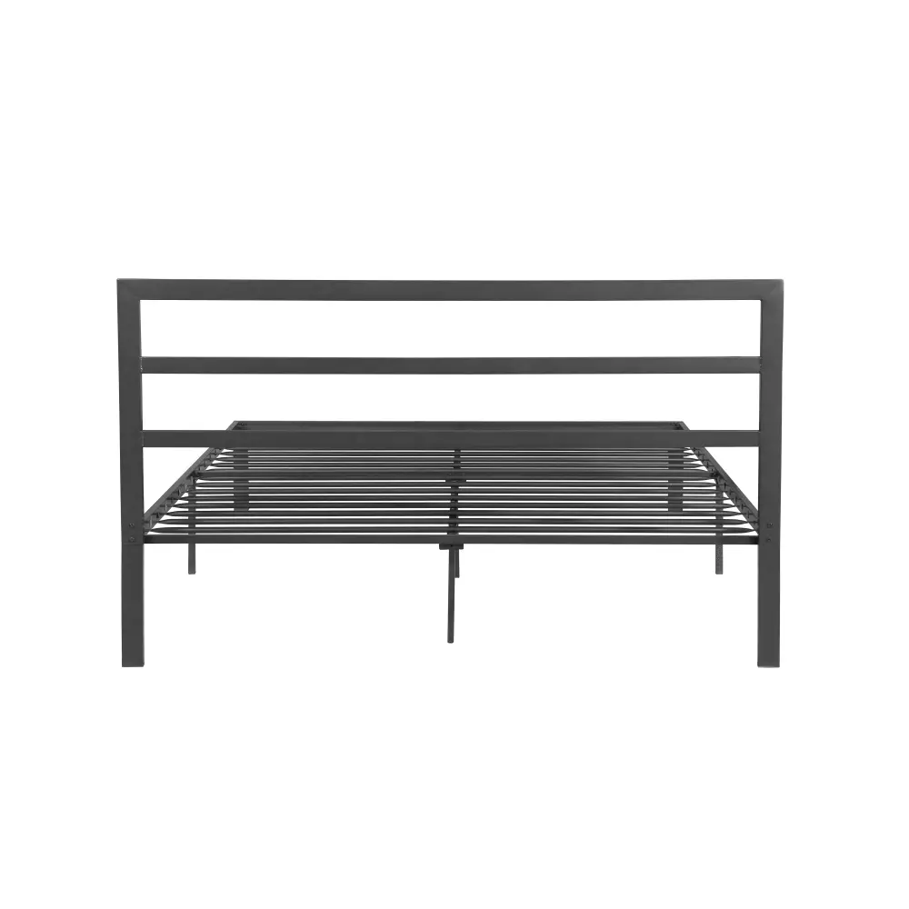 Queen Size Metal Bed Frame with Headboard Charcoal Grey Bedroom Furniture  Bed Frame