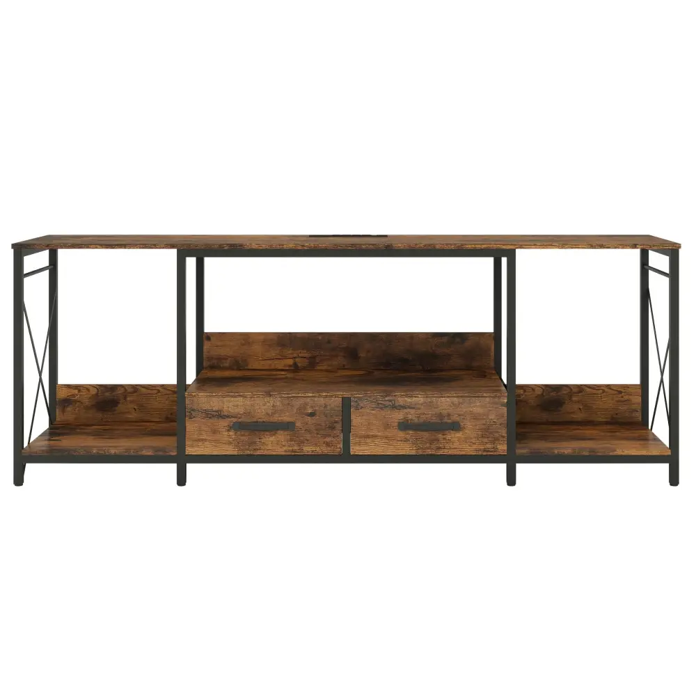 TV Cabinet with LED Lights Power Sockets - TV Cabinet with Fabric Drawers for 65 70 75 Inch TVs Tv Stand Living Room Furniture