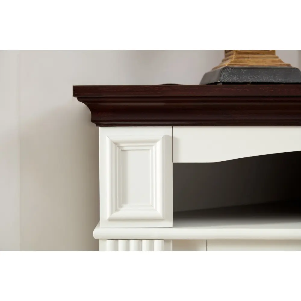 Farmhouse Style Fireplace TV Stand for 70-inch TV Electric Fireplace TV Stand for Living Room or Bedroom Storage Tv Table