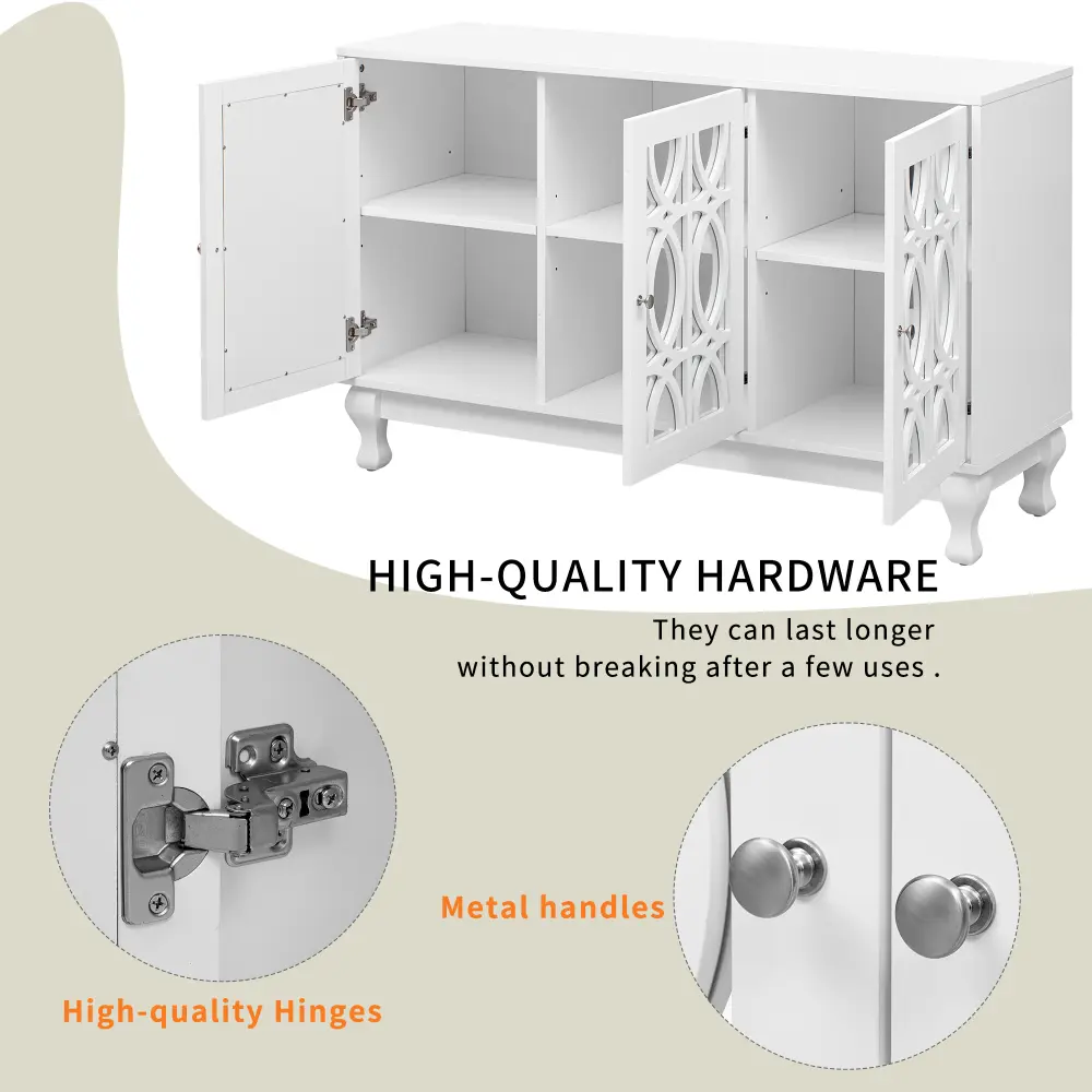 Modern Mirrored TV Stand for TVs Up To55Inch Entertainment Center Solid Wood Legs for Living Room Tv Stand Living Room Furniture