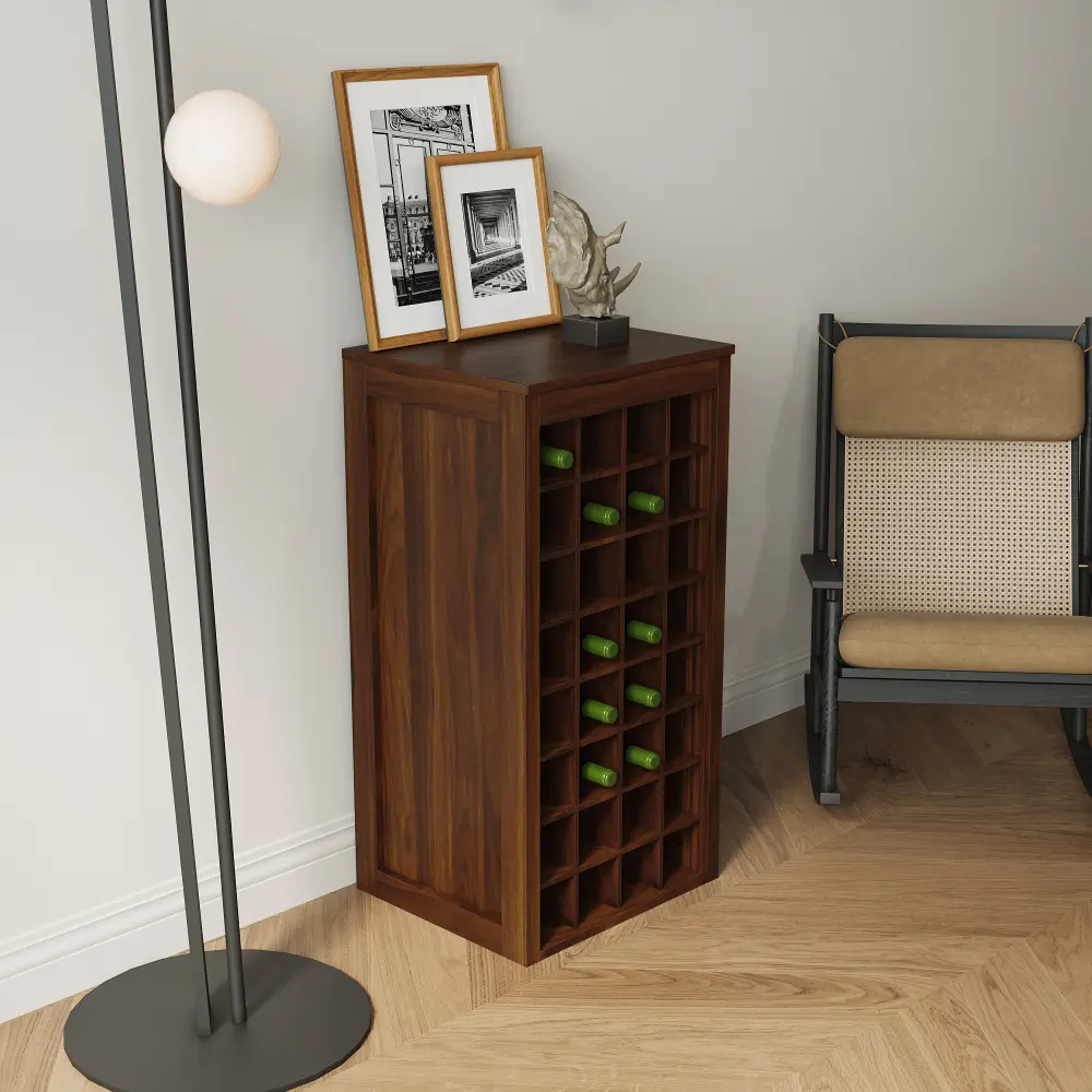 Brown Walnut Color Modular 32  Wine Bar Cabinet Buffet Cabinet Home Bar Furniture  Wine Bar Cabinet