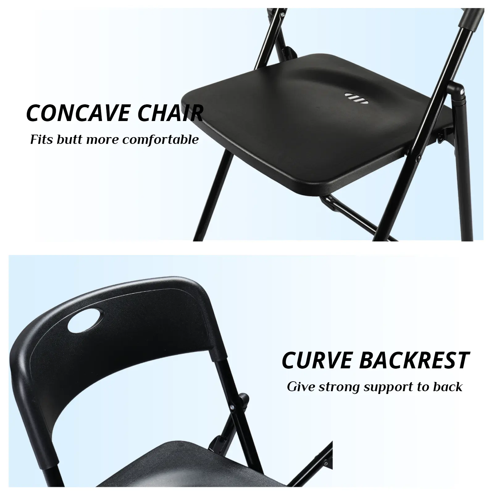 4 Pack Plastic Folding Chairs Stackable Commercial Chairs Portable Event Seating Black Chairs