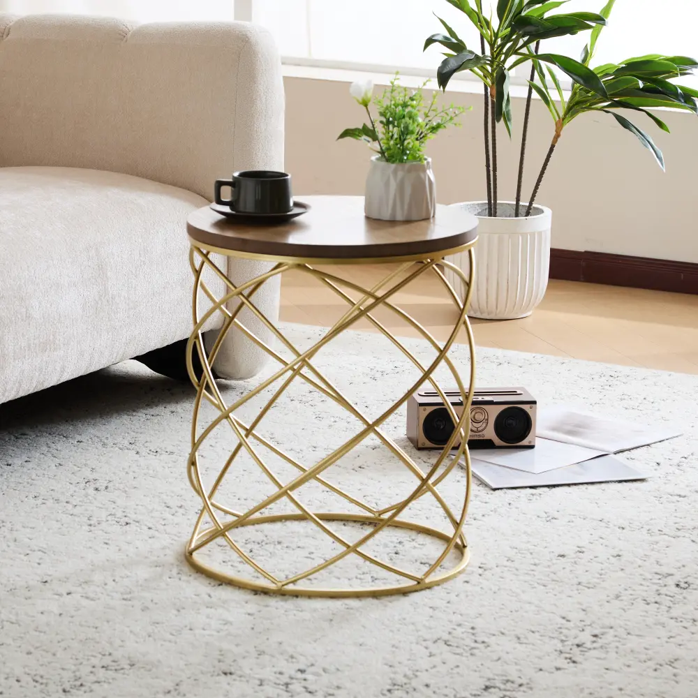Golden Side Table [MDF TOP+ METAL FRAME] Furniture  Side Table