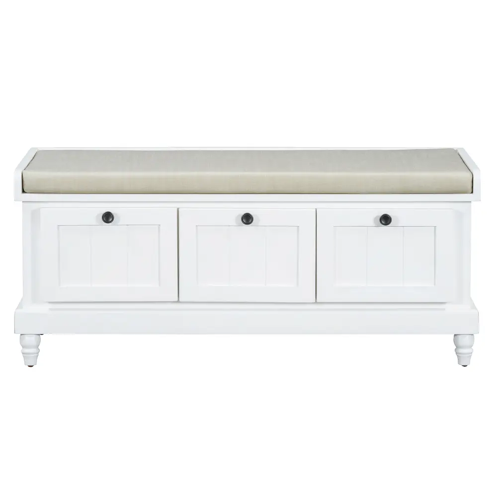 Classic Storage Bench with Cushioned Seat and Three Drawers for Entryway and Living Room  Furniture  Stool  Stool Chair