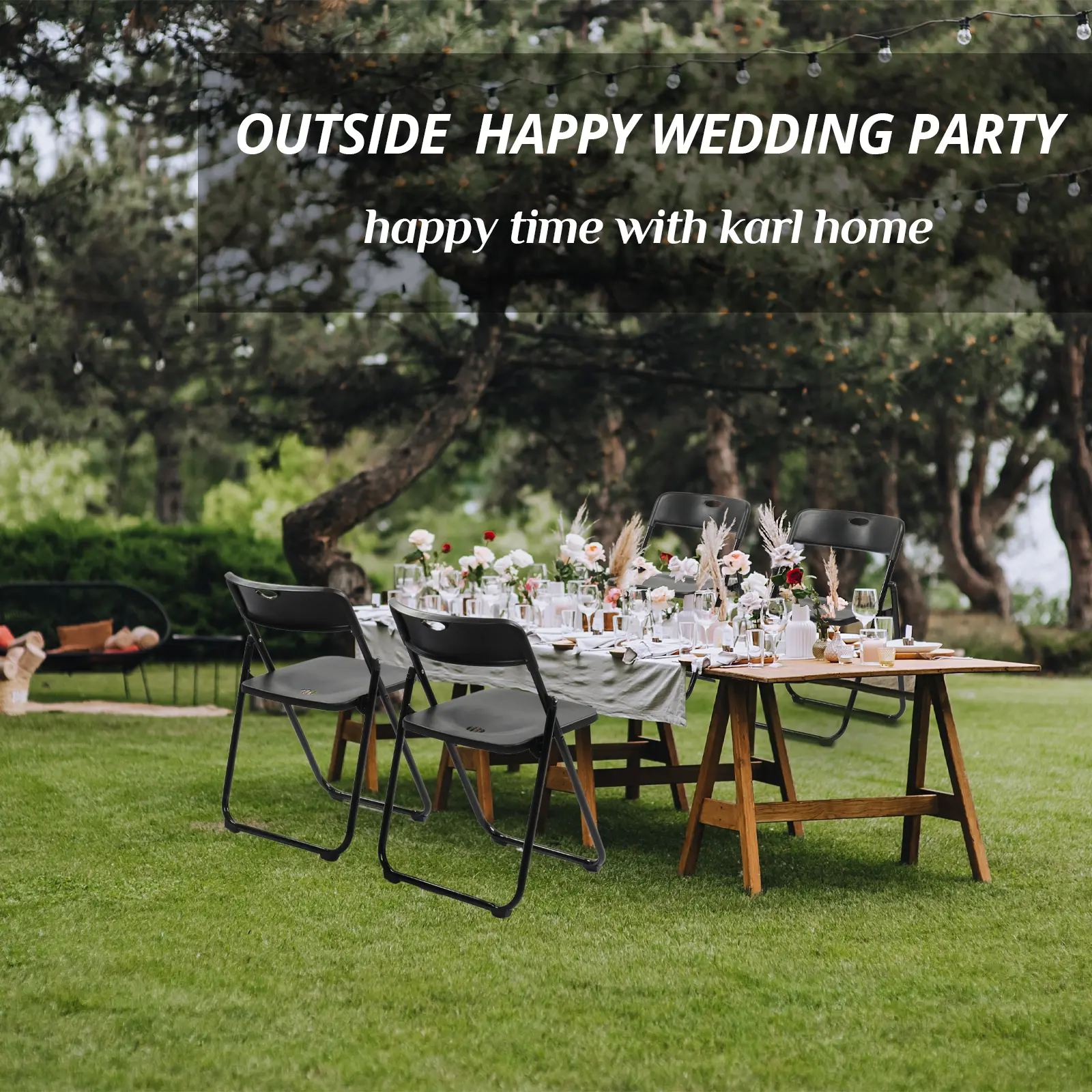 4 Pack Plastic Folding Chairs Stackable Commercial Chairs Portable Event Seating Black Chairs