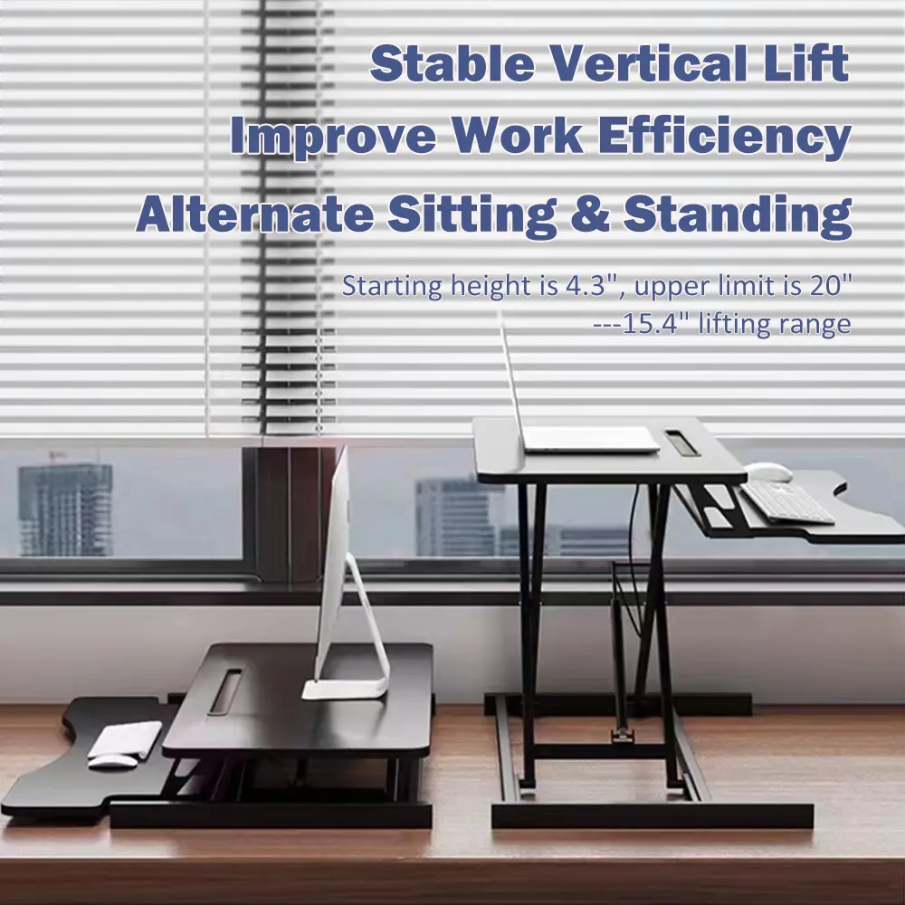 32" Desk Converter, Height Adjustable Sit-Stand Lift, Dual Monitor and Laptop Workstation, Wide Band Keyboard Tray Laptop Desk