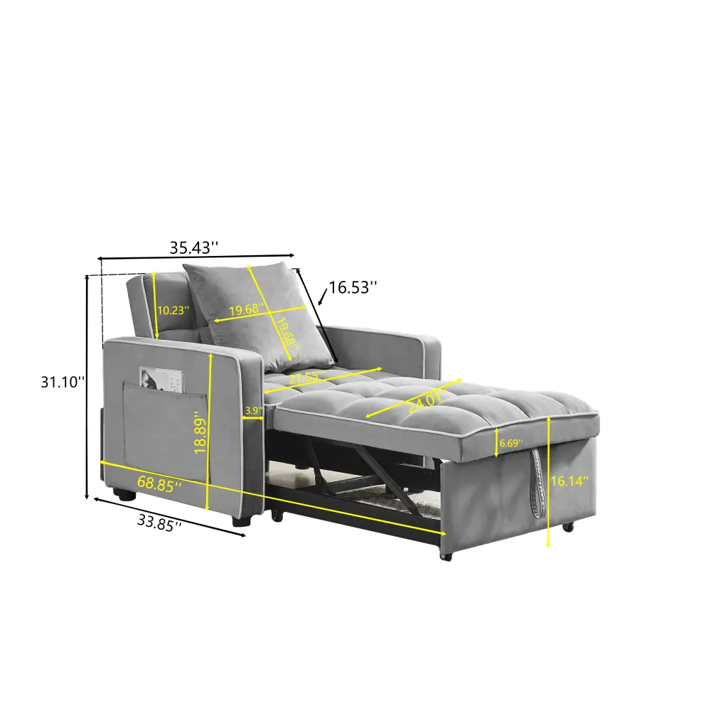 3 in 1 Sofa Bed Chair, Folding Sofa Bed, Adjustable Backrest Sofa Recliner Sofa  Recliner Chair