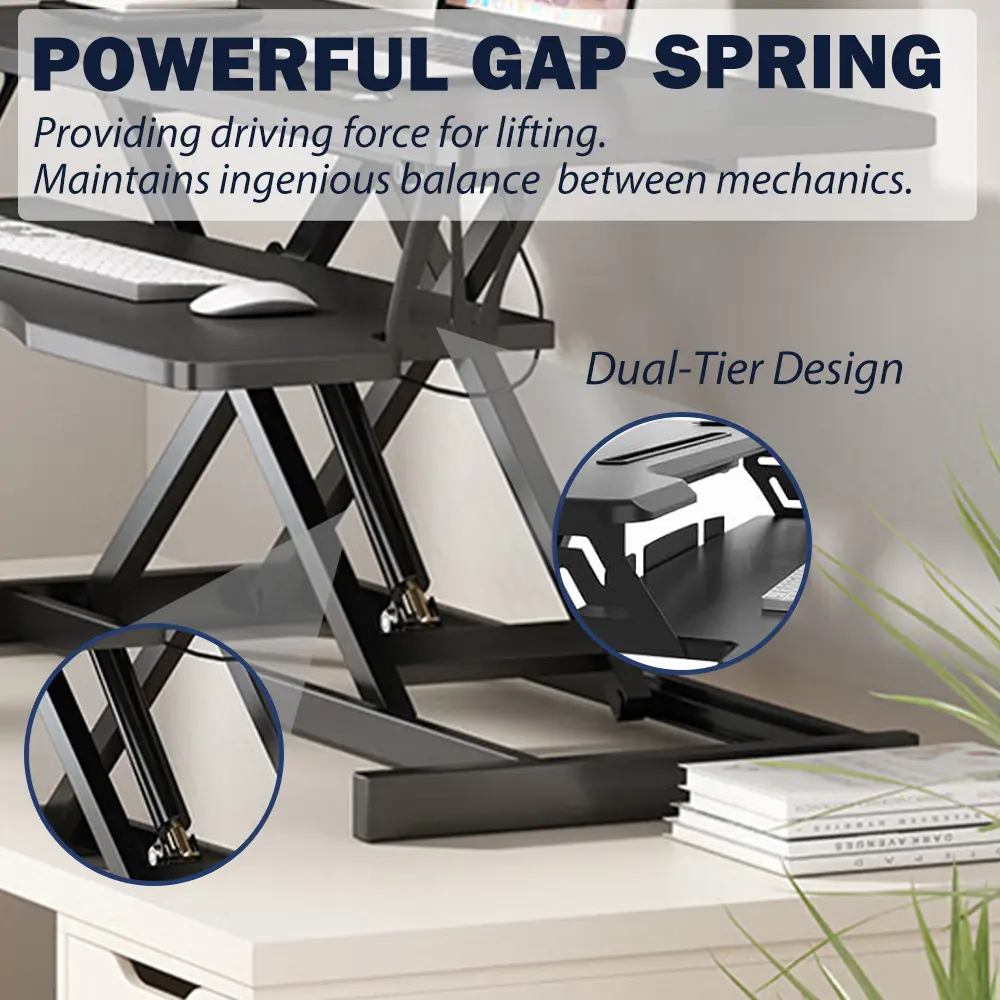 32" Desk Converter, Height Adjustable Sit-Stand Lift, Dual Monitor and Laptop Workstation, Wide Band Keyboard Tray Laptop Desk
