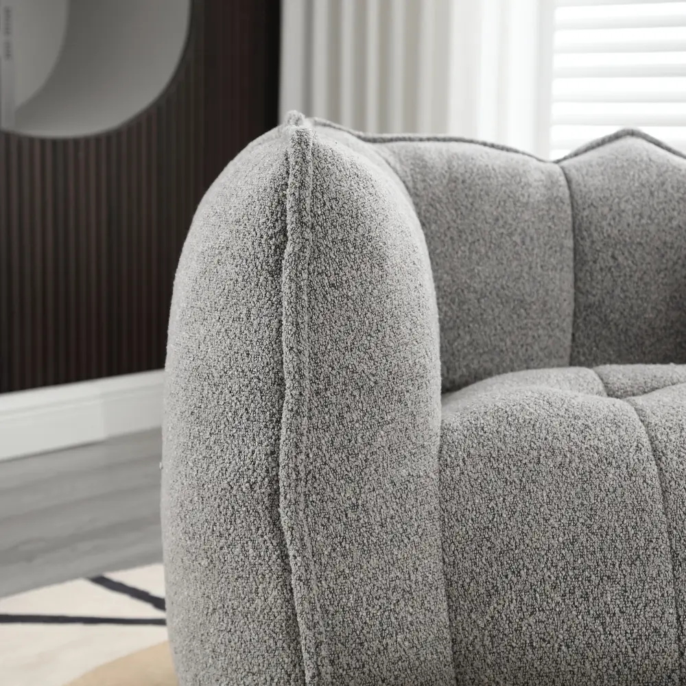 Soft Bean Bag Chair with High Rebound Foam, Suitable for Living Room and Bedroom, Comfortable Square Lazy Sofa with Footstool