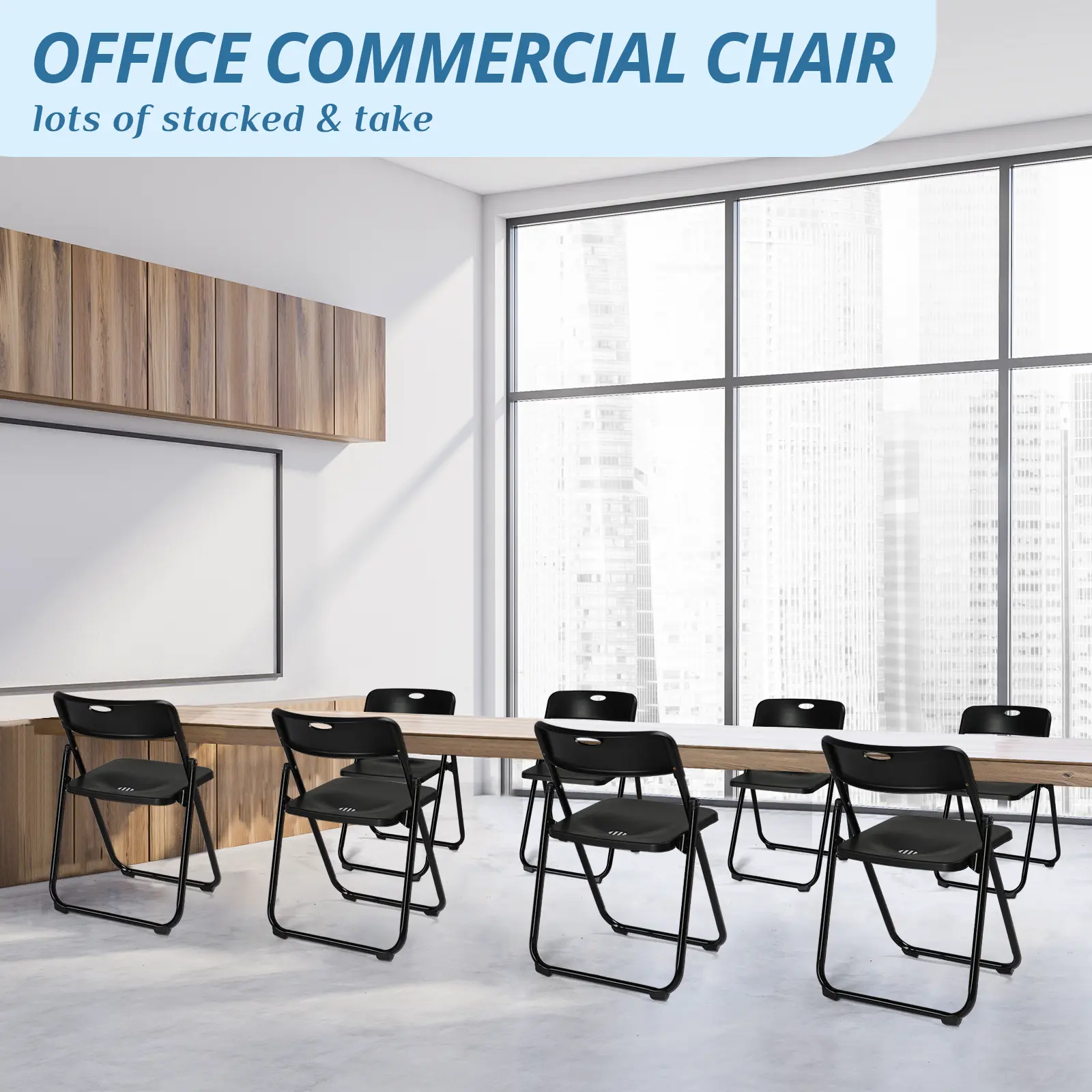 4 Pack Plastic Folding Chairs Stackable Commercial Chairs Portable Event Seating Black Chairs