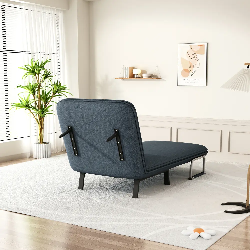 31.5" Convertible Chair-Bed with Adjustable Back and Pillow, Lounge Chair with Sturdy Steel Frame Recliner Chair  Sofa