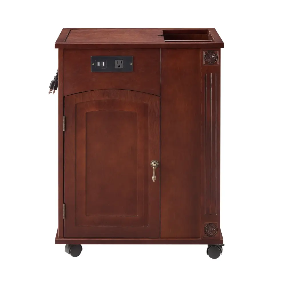 Traditional Side Table with Charging Station, Narrow Side Table with USB Ports and Sockets, for Living Room Side Table