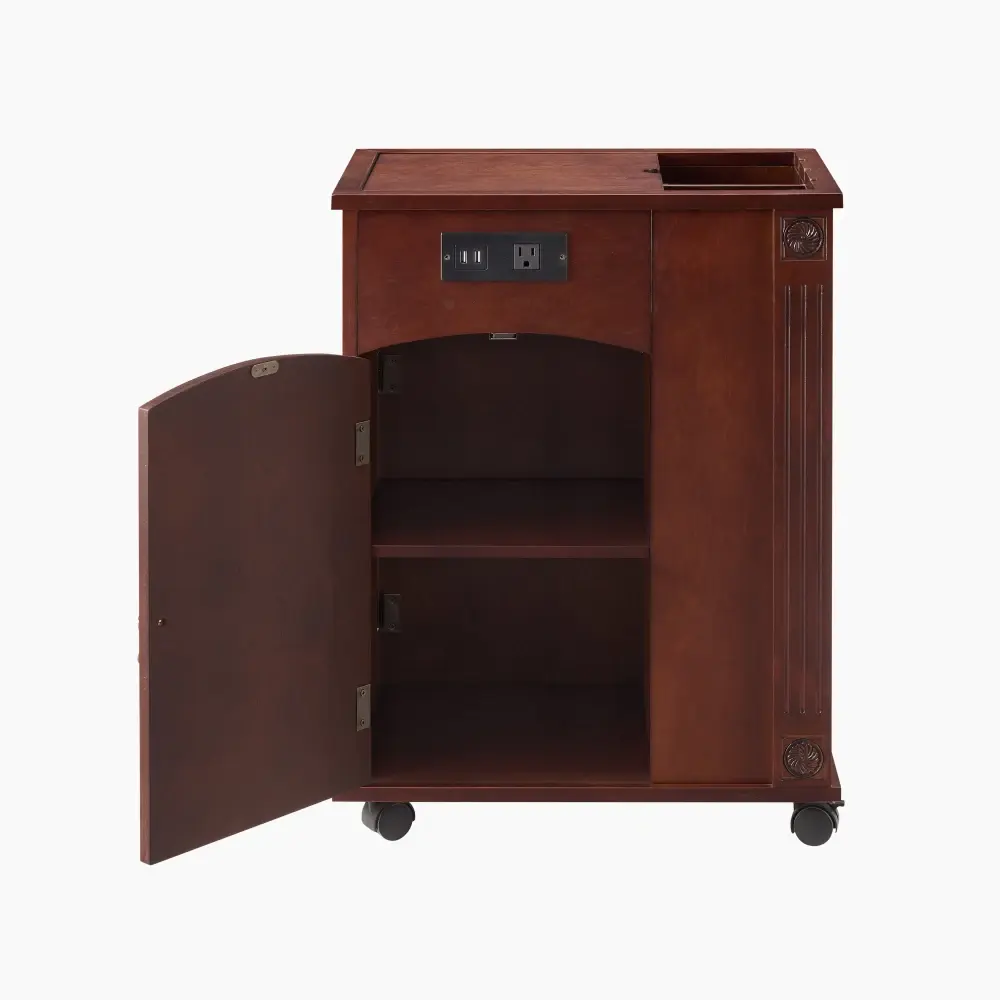 Traditional Side Table with Charging Station, Narrow Side Table with USB Ports and Sockets, for Living Room Side Table