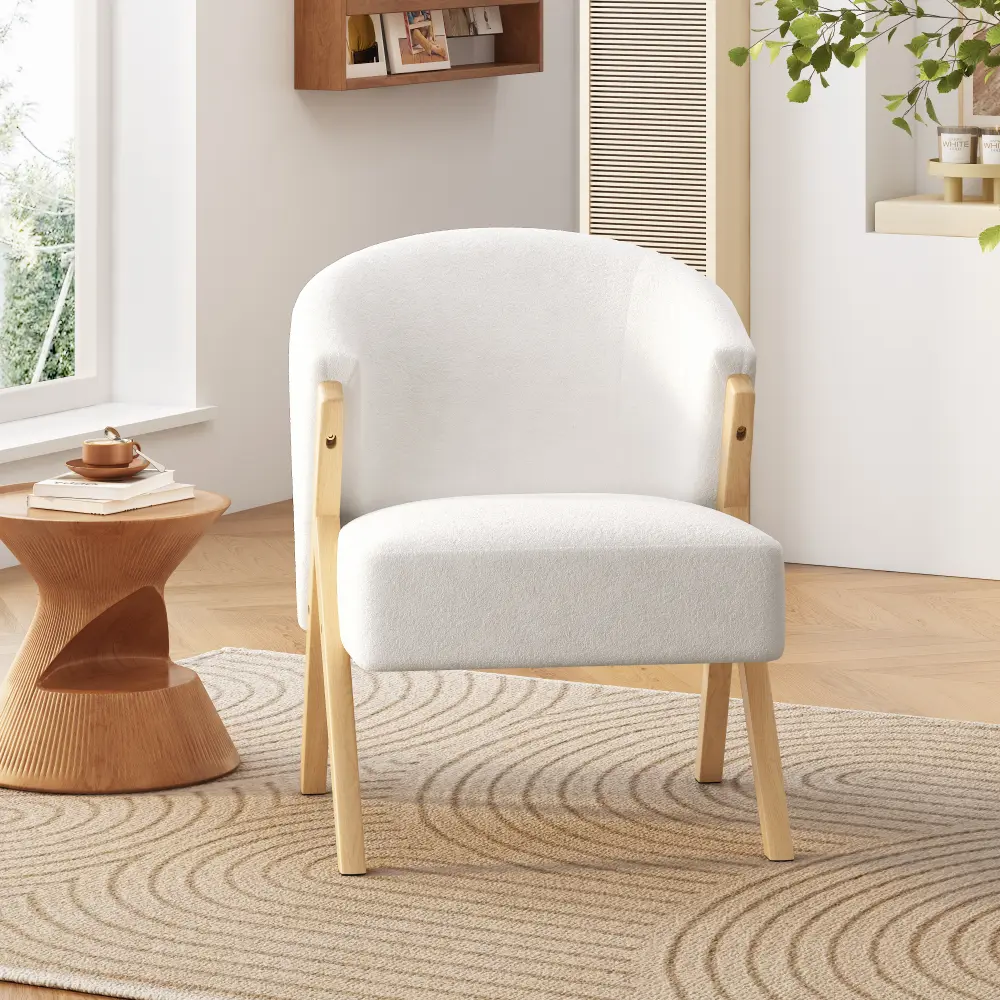 Modern Accent Chair with Upholstery and Solid Wood Frame, Minimalist Lounge Chair for Living Room, Bedroom, or Office