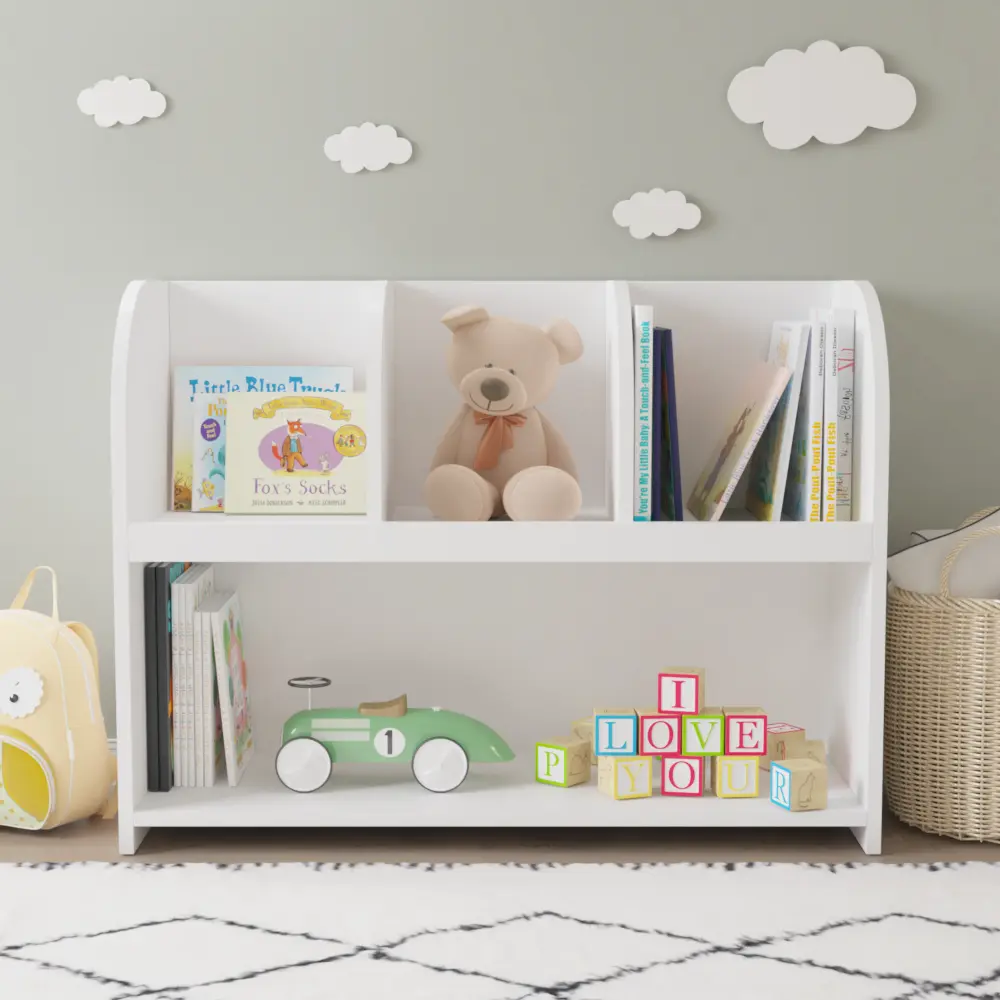 Kids Bookcase with 4 Compartments, Storage Bookshelf, Kids Room, Playroom, Nursery Toy Organizer Kids Bookshelf