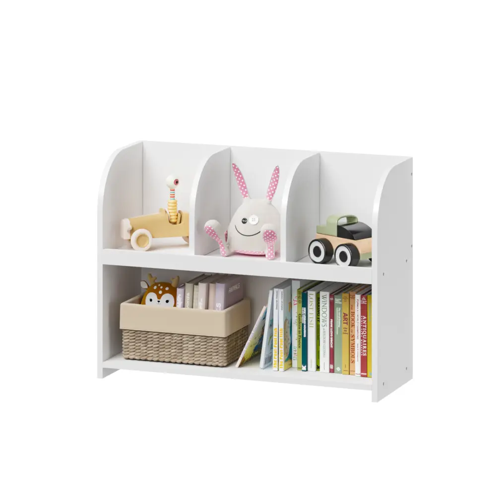 Kids Bookcase with 4 Compartments, Storage Bookshelf, Kids Room, Playroom, Nursery Toy Organizer Kids Bookshelf