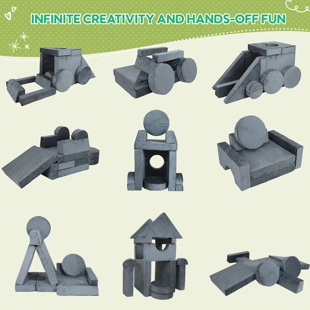 14 Piece Kids Sofa Sectional Play Sofa, Kids Sectional Sofa Inspires Creativity, Foam and Floor Mats for Kids