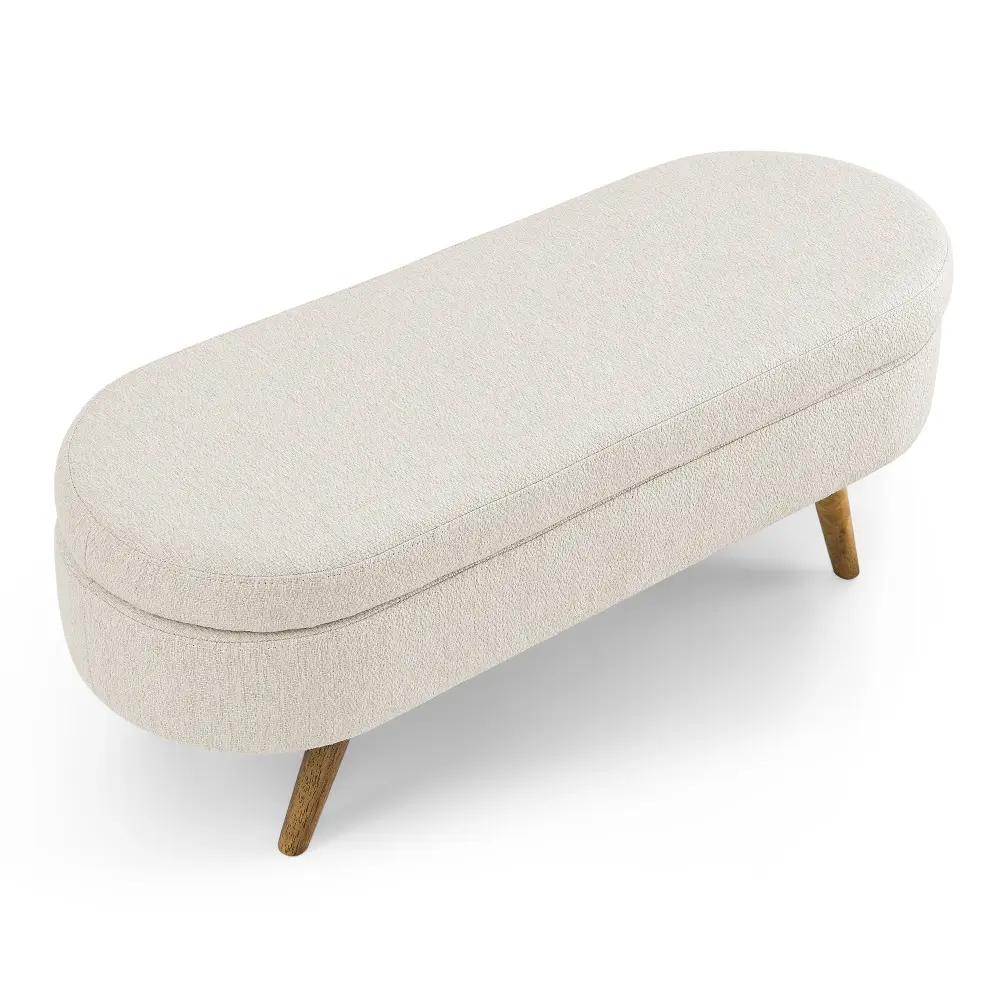 Ottoman Oval Storage Bench,Rubber Wood Legs,(43.5"x16"x16") Ottoman  Furniture  Stool Chair  Ottoman Storage  Bench