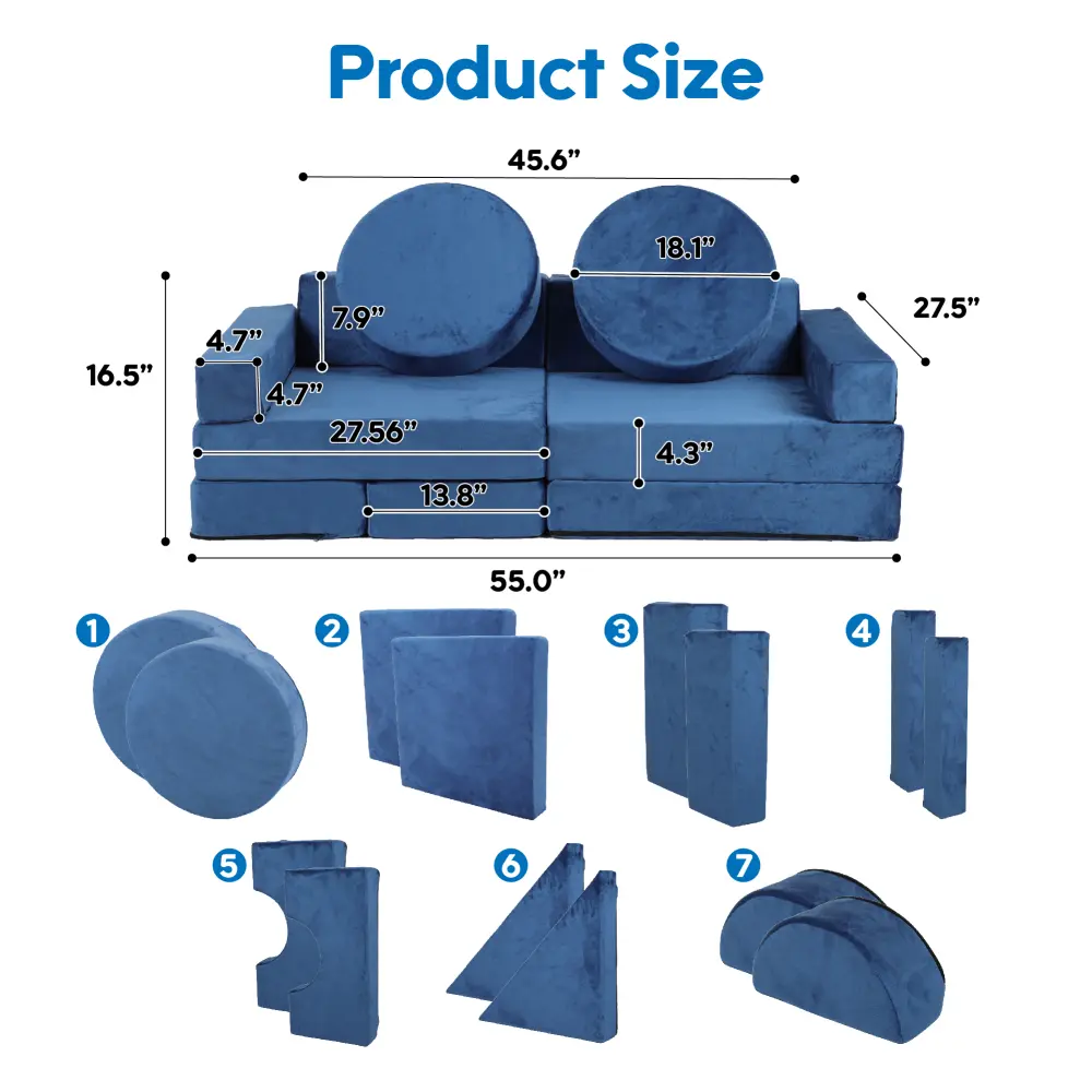 14 Piece Kids Sofa Sectional Play Sofa, Kids Sectional Sofa Inspires Creativity, Foam and Floor Mats for Kids
