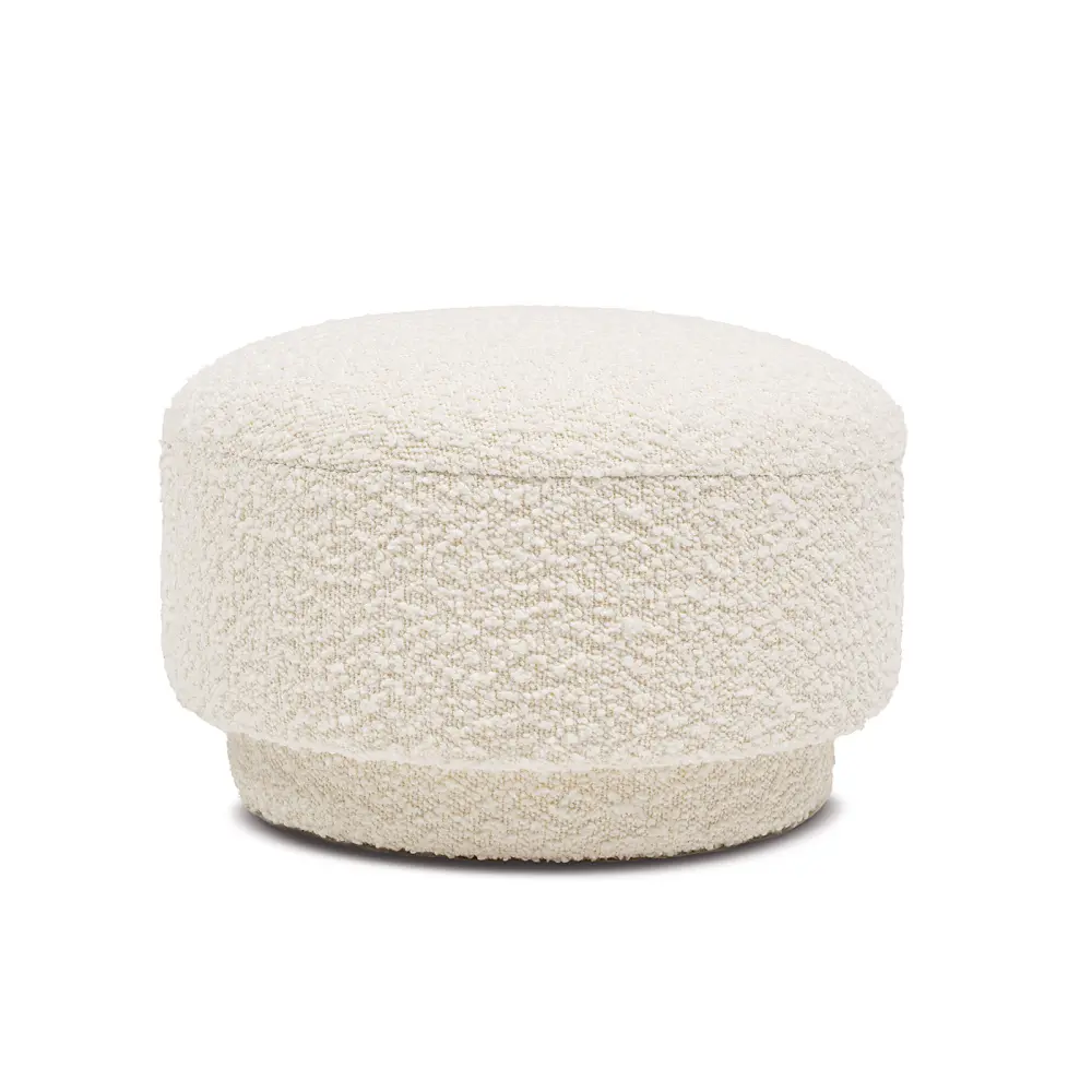 15" Mushroom Footstool Ottoman, Ivory White Boucle Stool