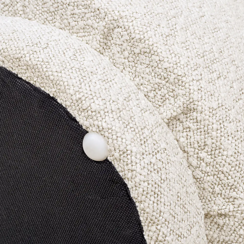 15" Mushroom Footstool Ottoman, Ivory White Boucle Stool