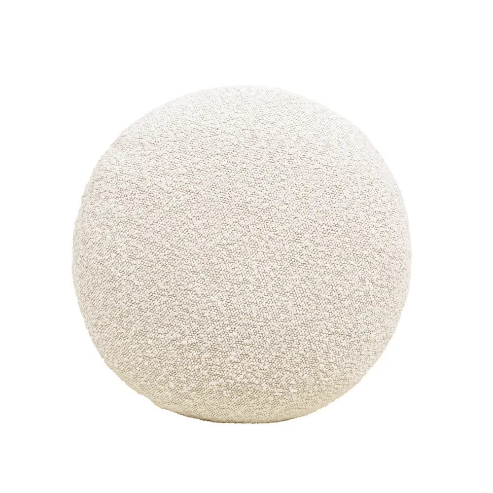 15" Mushroom Footstool Ottoman, Ivory White Boucle Stool