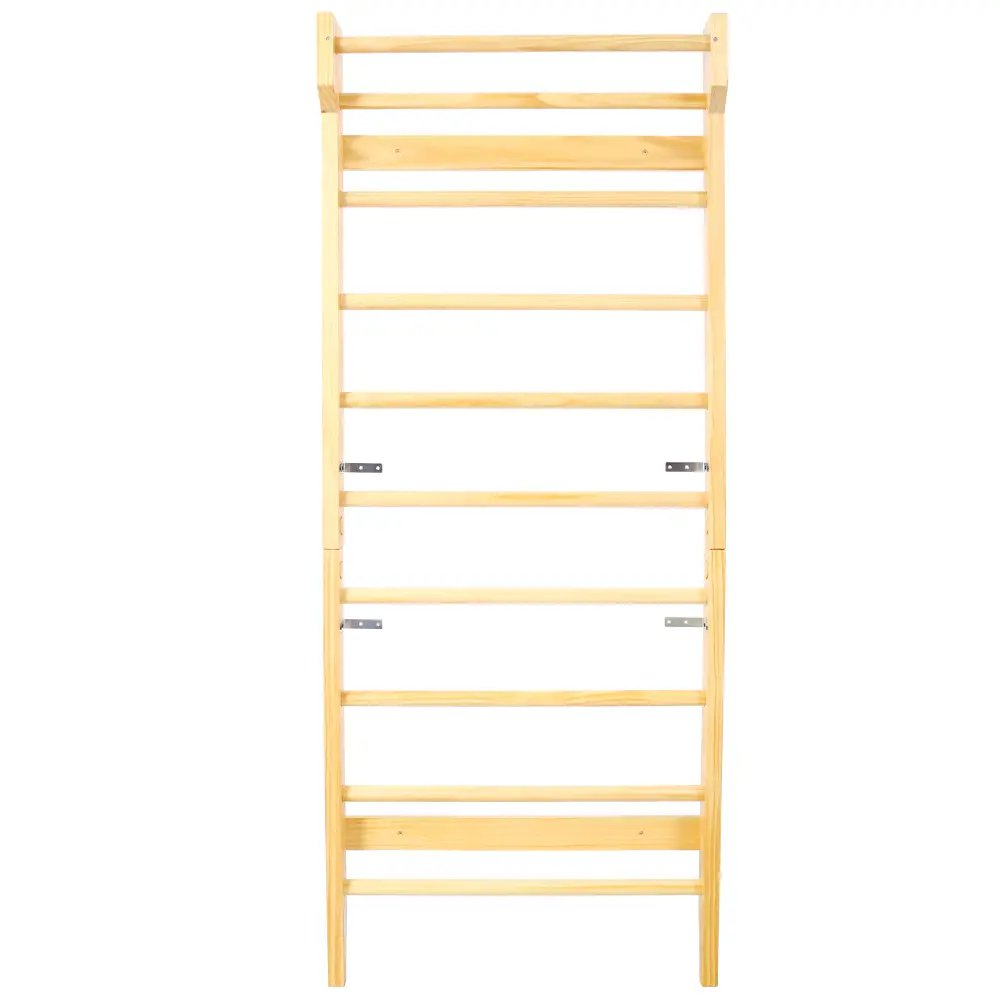 Wooden Swedish Ladder, Stall Bars Set for Physical Therapy & Gymnastics (with Adjustable Pull-up Bar) Pull Up  Fitness