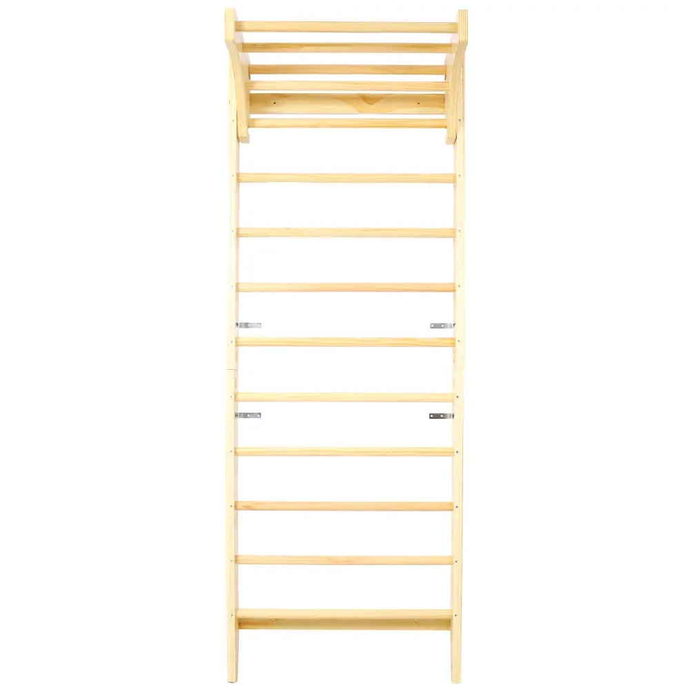 Wooden Swedish Ladder, Stall Bars Set for Physical Therapy & Gymnastics (with Adjustable Pull-up Bar) Pull Up  Fitness