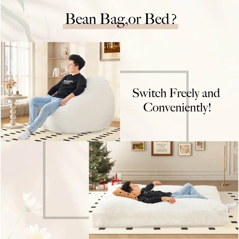 Bean Bag Chair Bed for Adults, Large Floor Sofa Bed, Large Sofa Bed, High Density Foam Filling, Machine Washable