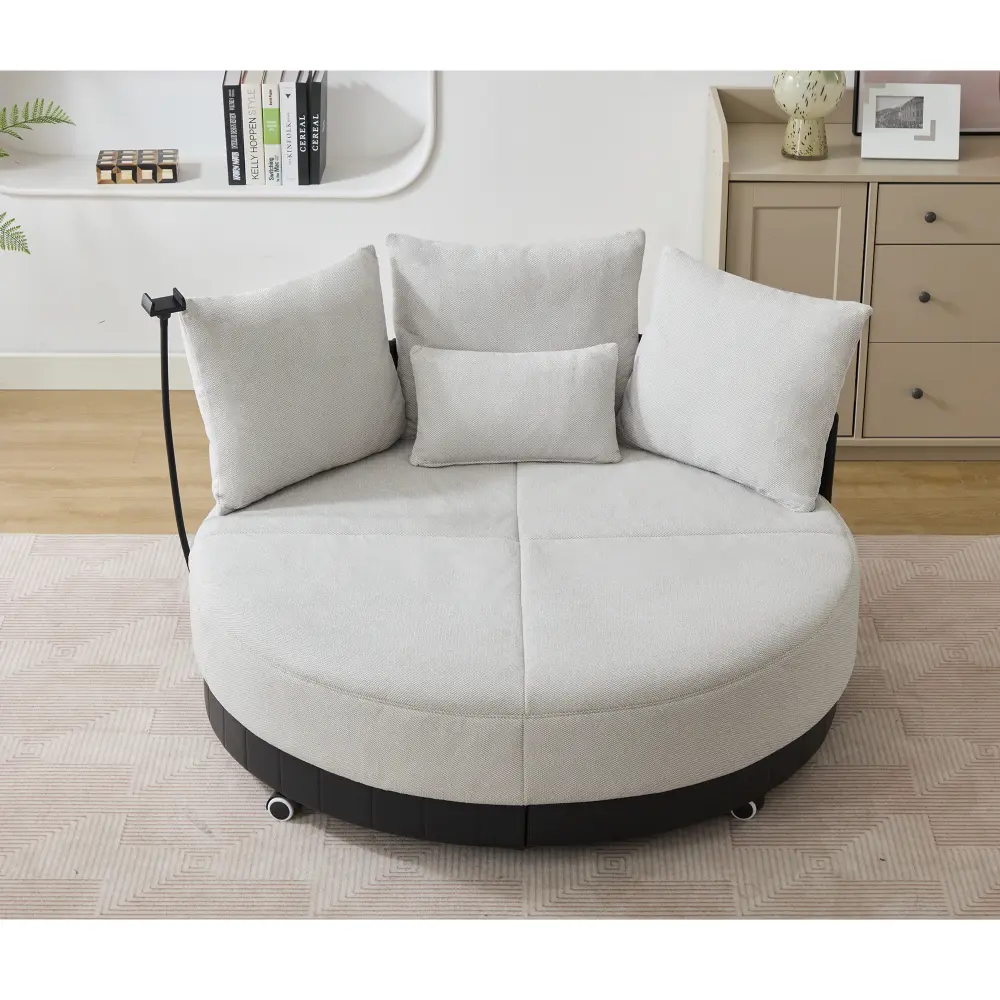 52.75'' Extra Large Round Swivel Chair, 360° Swivel Chair, Adjustable Phone Holder, Swivel Chair Chairs Living Room