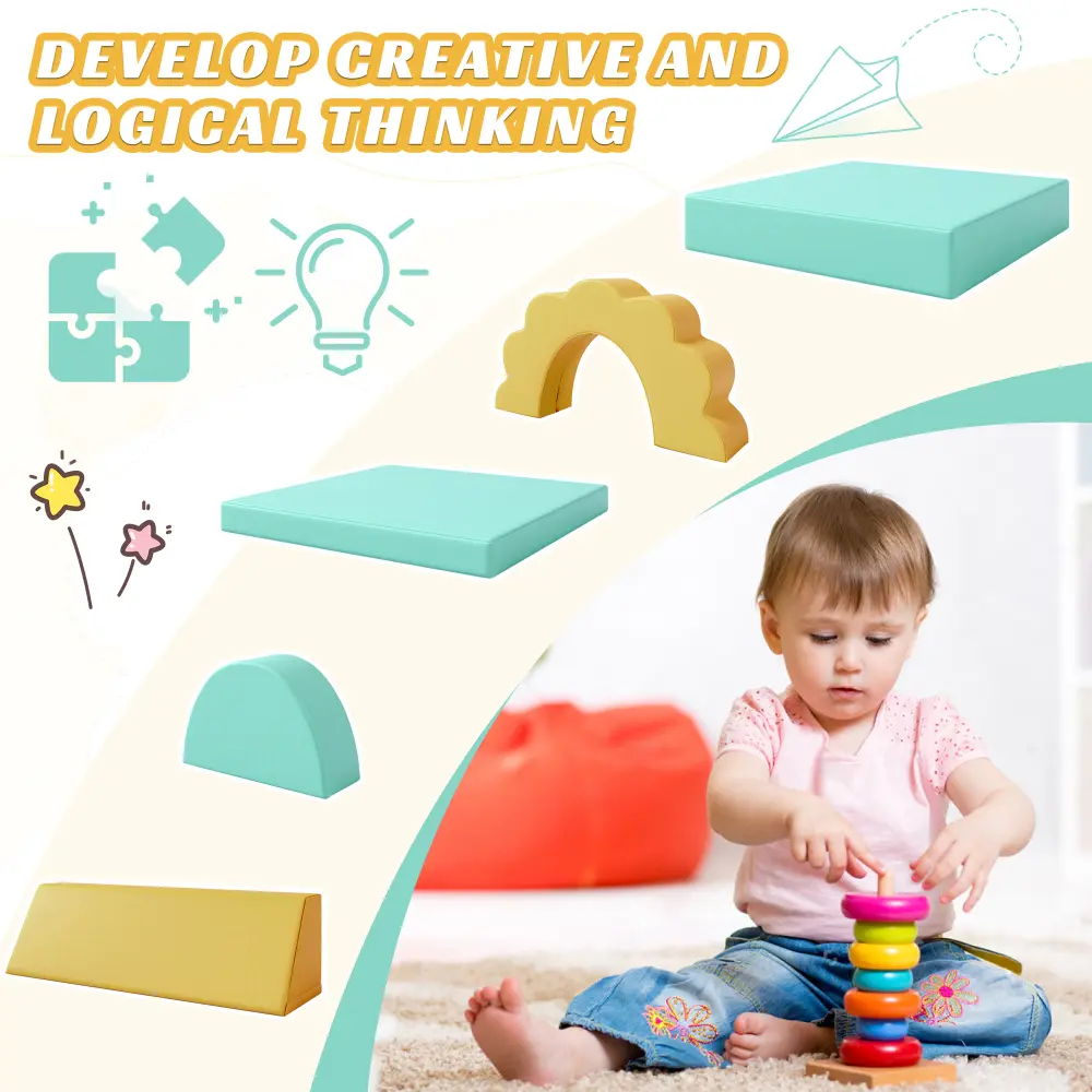 10PCS Kids Couch for Playroom, Baby Climbing and Crawl Foam Play Set, Foam Climbing Blocks Convertible Sofa ,Kids Play Couch
