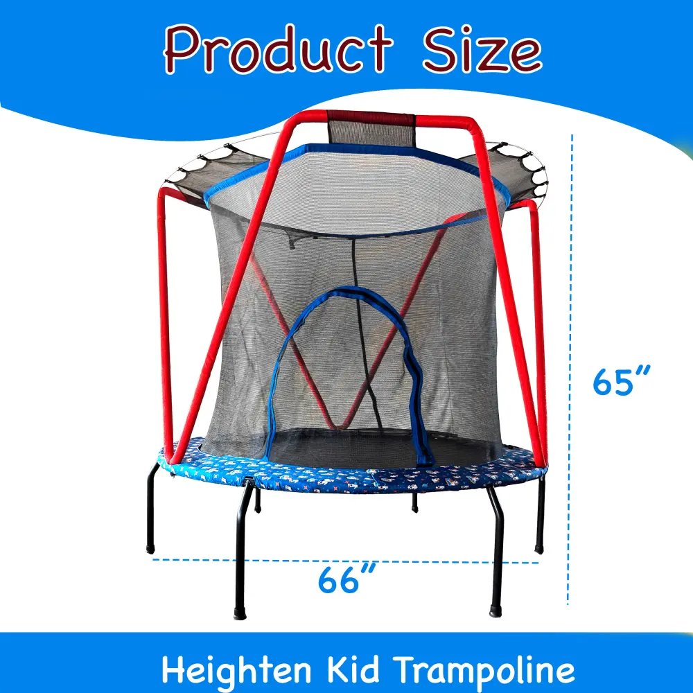 66 Inch Kids Trampoline, Toddler Indoor Outdoor Small Trampoline for Babies with Heightened Net for Kids Trampoline for Kids
