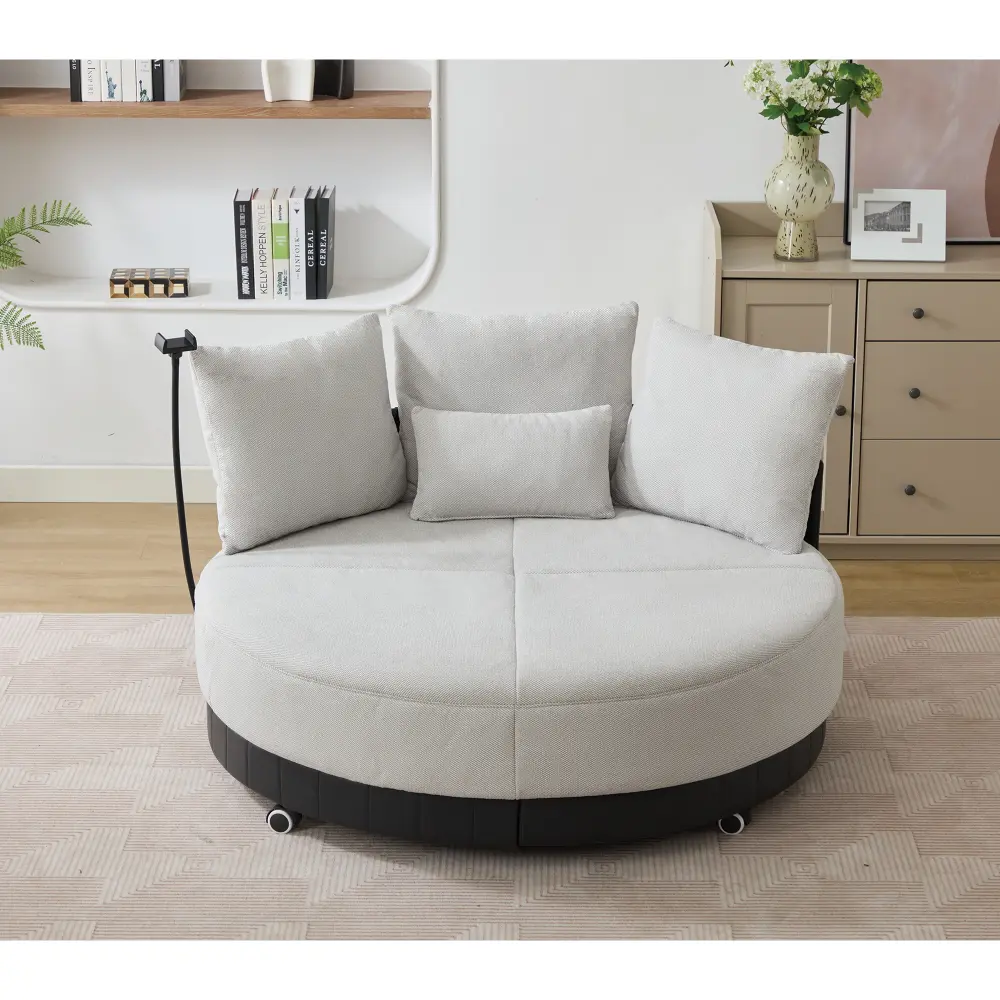 52.75'' Extra Large Round Swivel Chair, 360° Swivel Chair, Adjustable Phone Holder, Swivel Chair Chairs Living Room