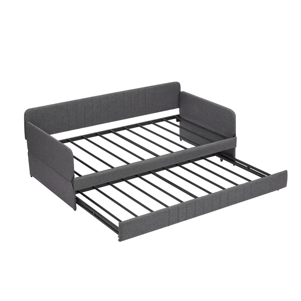 Daybed, Sofa Bed Metal Framed with Trundle Twin Size, Grey, 78.4''w X 41''d X 29.8''h. Living Room Furniture  Sofa