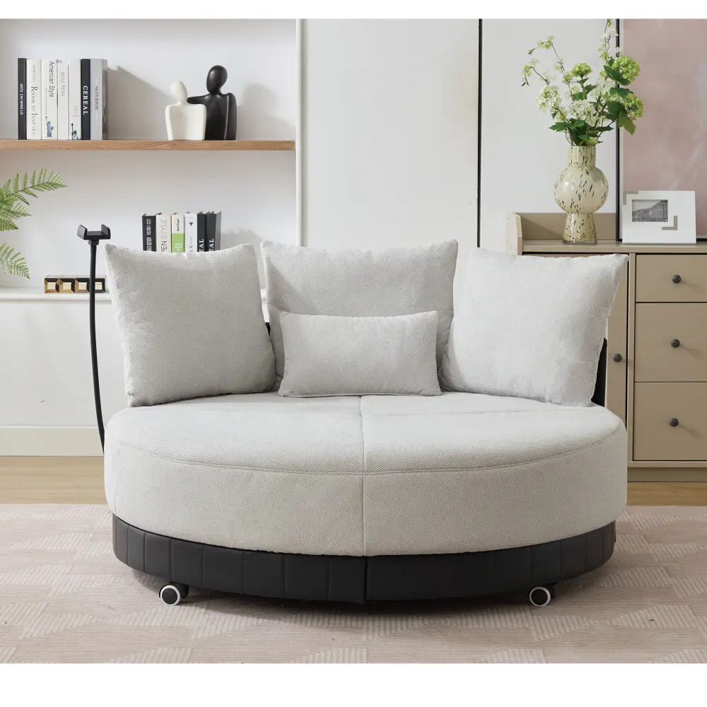 52.75'' Extra Large Round Swivel Chair, 360° Swivel Chair, Adjustable Phone Holder, Swivel Chair Chairs Living Room