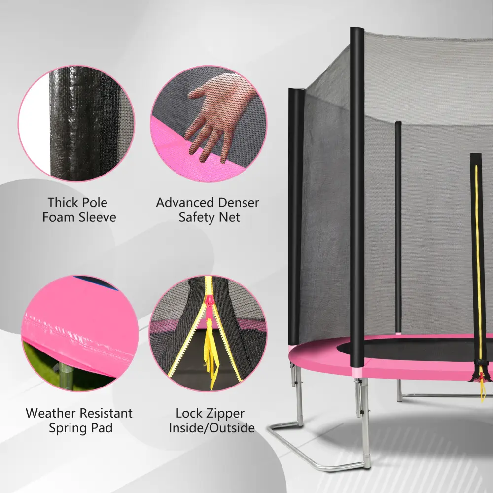 8FT Trampoline Outer Net-Pink and Black Trampoline for Kids  Trampolin  Jumping Trampoline