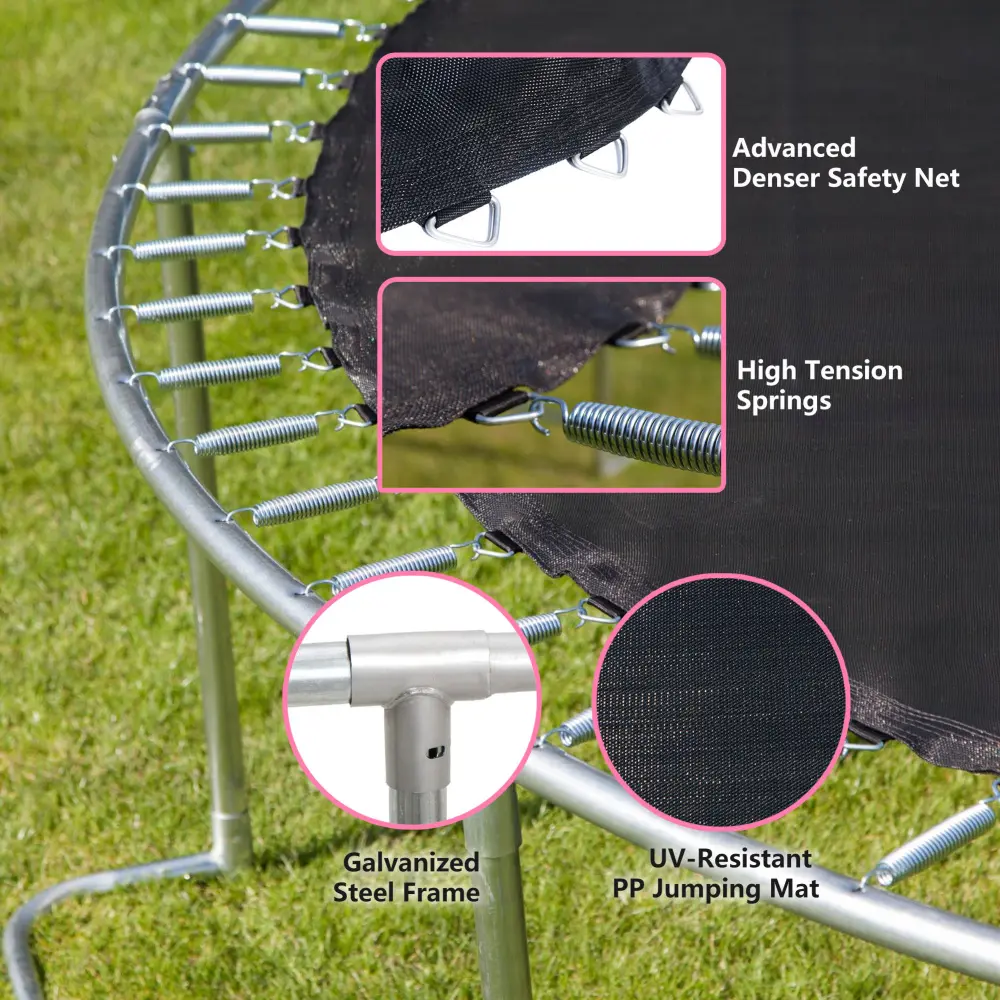 8FT Trampoline Outer Net-Pink and Black Trampoline for Kids  Trampolin  Jumping Trampoline
