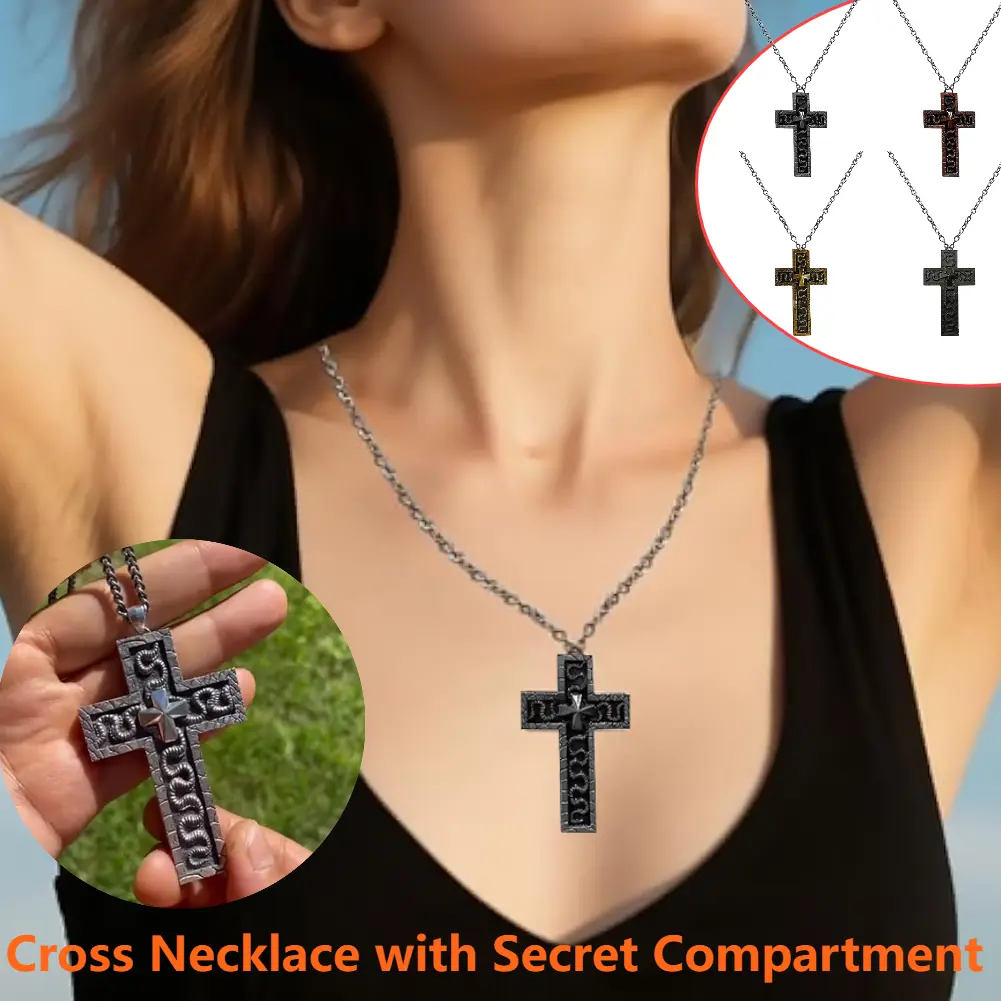 2025 Necklace Set Cross Shaped Necklace With Compartmen Necklace With 3D Metal Charm Cross Pendant Desig DIY Handmade Jewelry