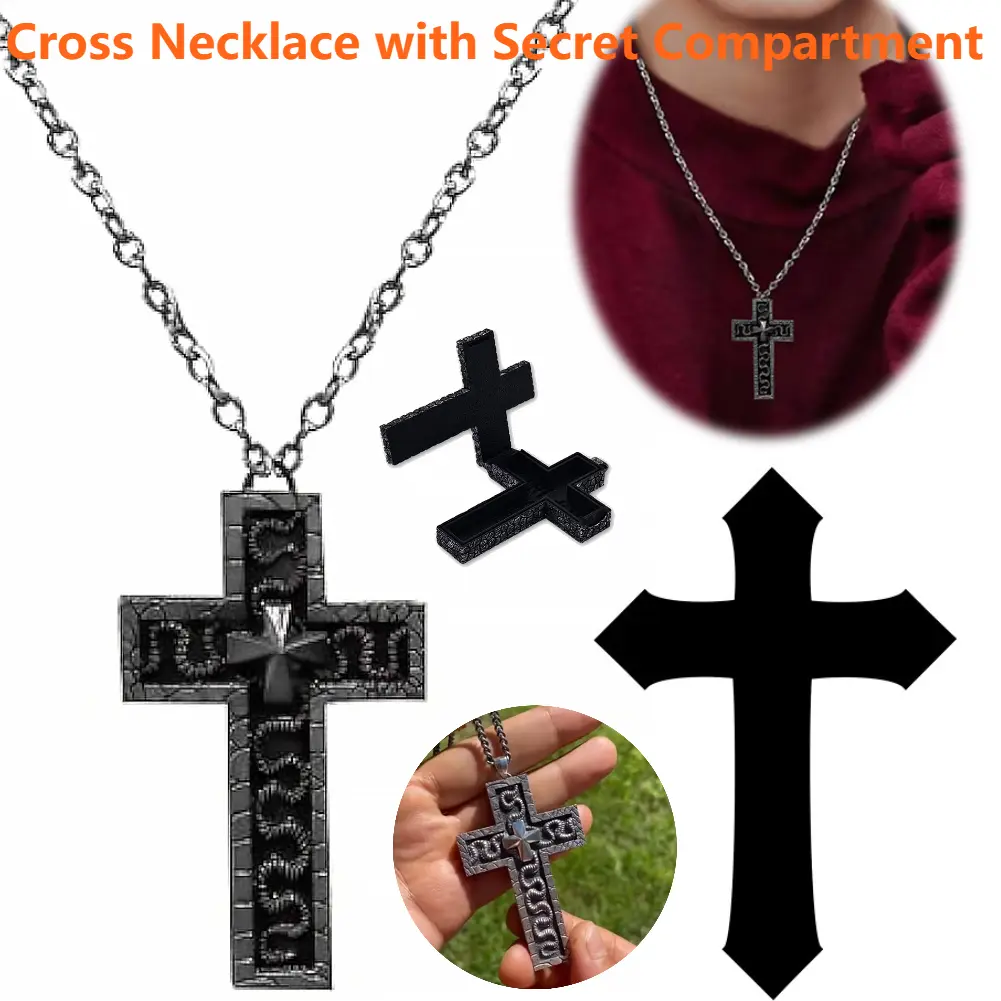 2025 Necklace Set Cross Shaped Necklace With Compartmen Necklace With 3D Metal Charm Cross Pendant Desig DIY Handmade Jewelry