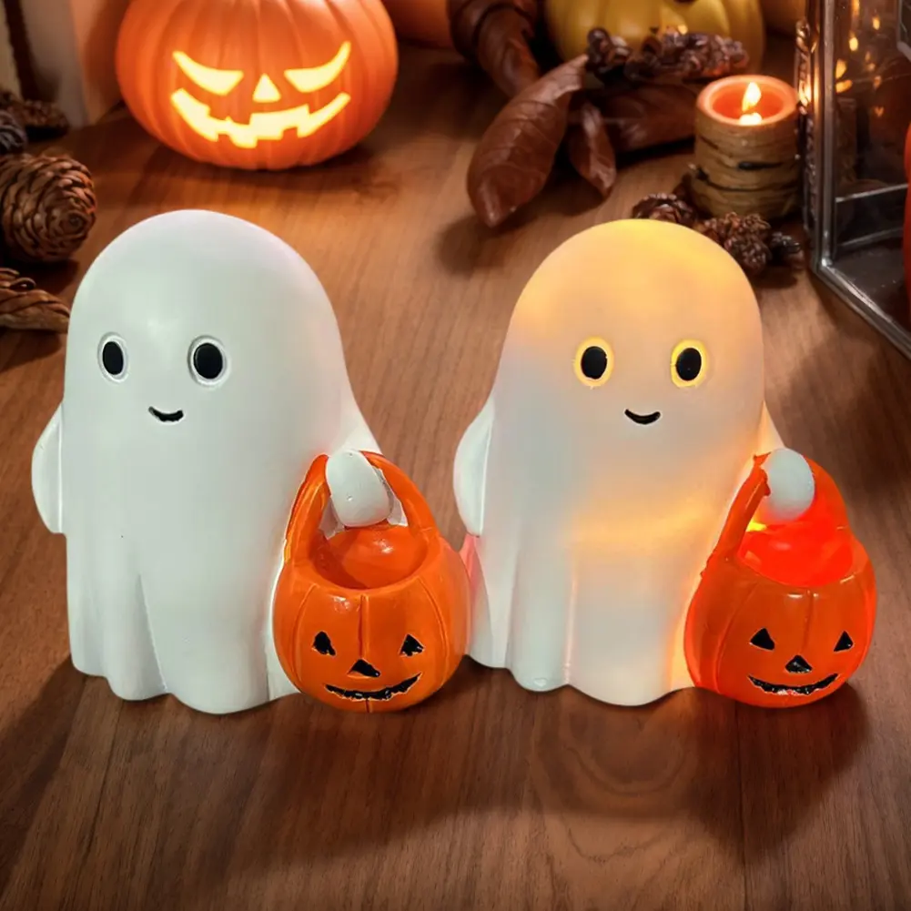 3D LED Ghost Night Light Halloween Ornament Figurine Small Table Lamp For Indoor Halloween Decorations Cute Cartoon Kid Gifts