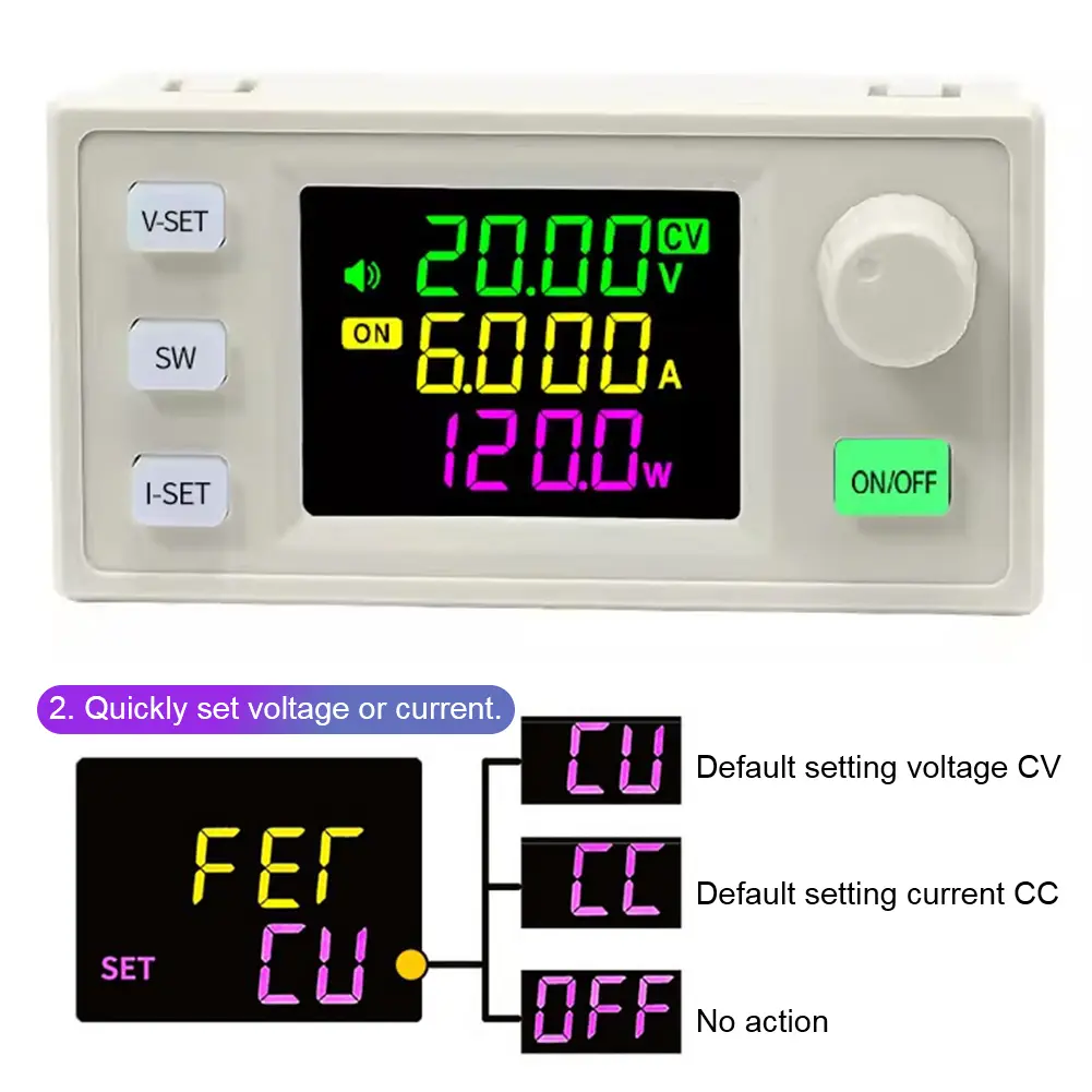 SK120X CNC DC 6-36V/0-36V DC DC Buck Boost Converter Boost/Buck Adjust Regulated Power Supply Module with LCD Display 120W USB