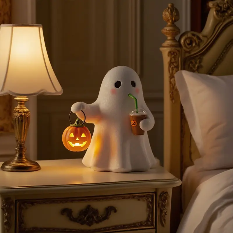 3D LED Ghost Night Light Halloween Ornament Figurine Small Table Lamp For Indoor Halloween Decorations Cute Cartoon Kid Gifts