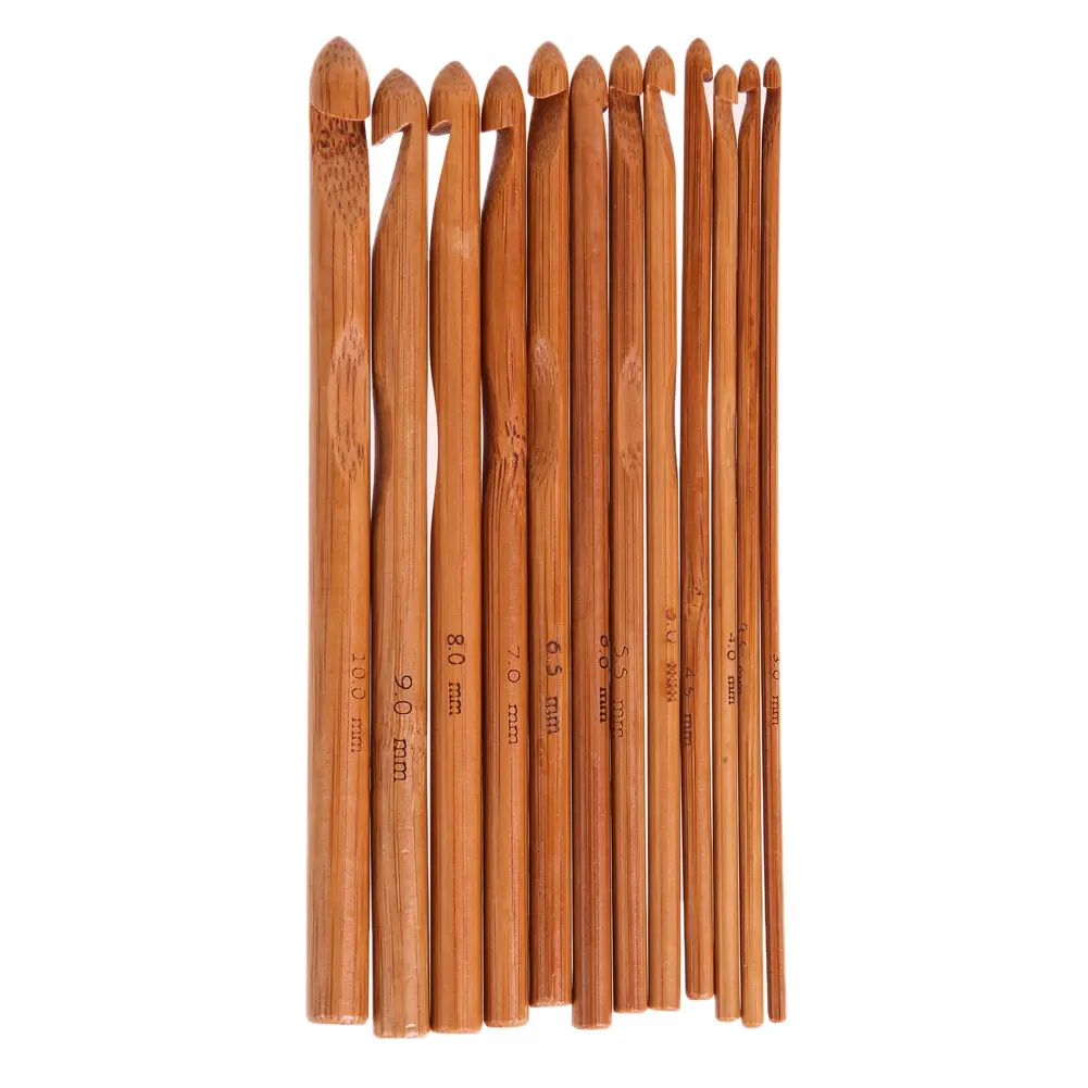 12 Size Bamboo Crochet Hooks Knitting Needles Crochet Needles for Crocheting Chunky Yarn Rugs Blankets