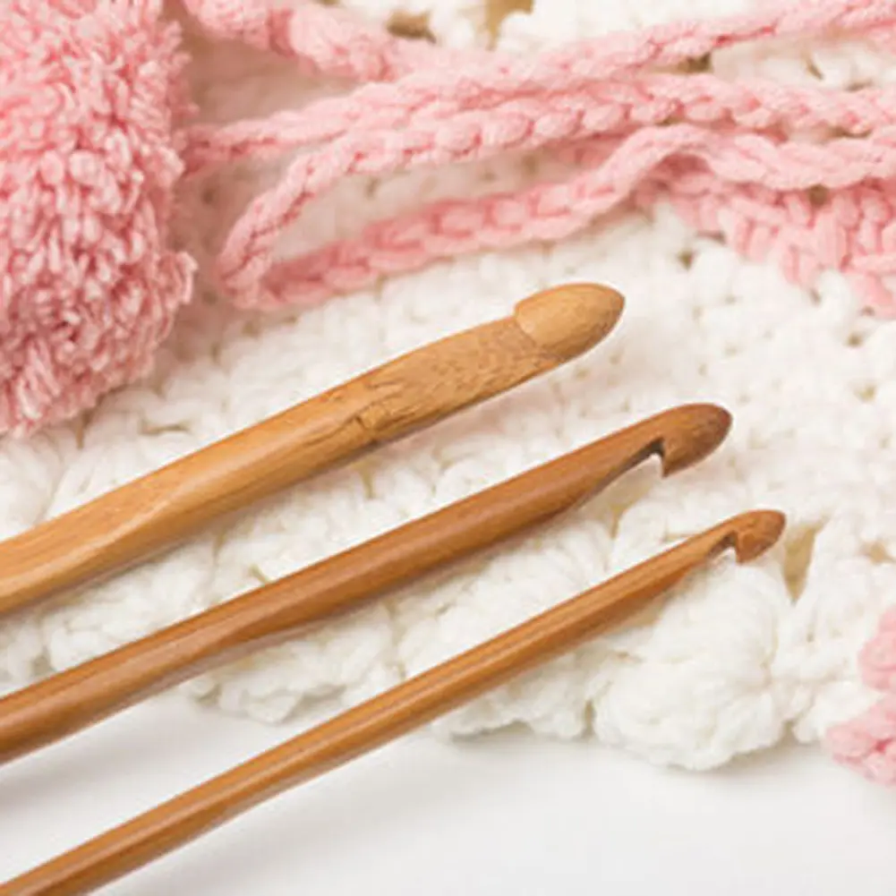 12 Size Bamboo Crochet Hooks Knitting Needles Crochet Needles for Crocheting Chunky Yarn Rugs Blankets