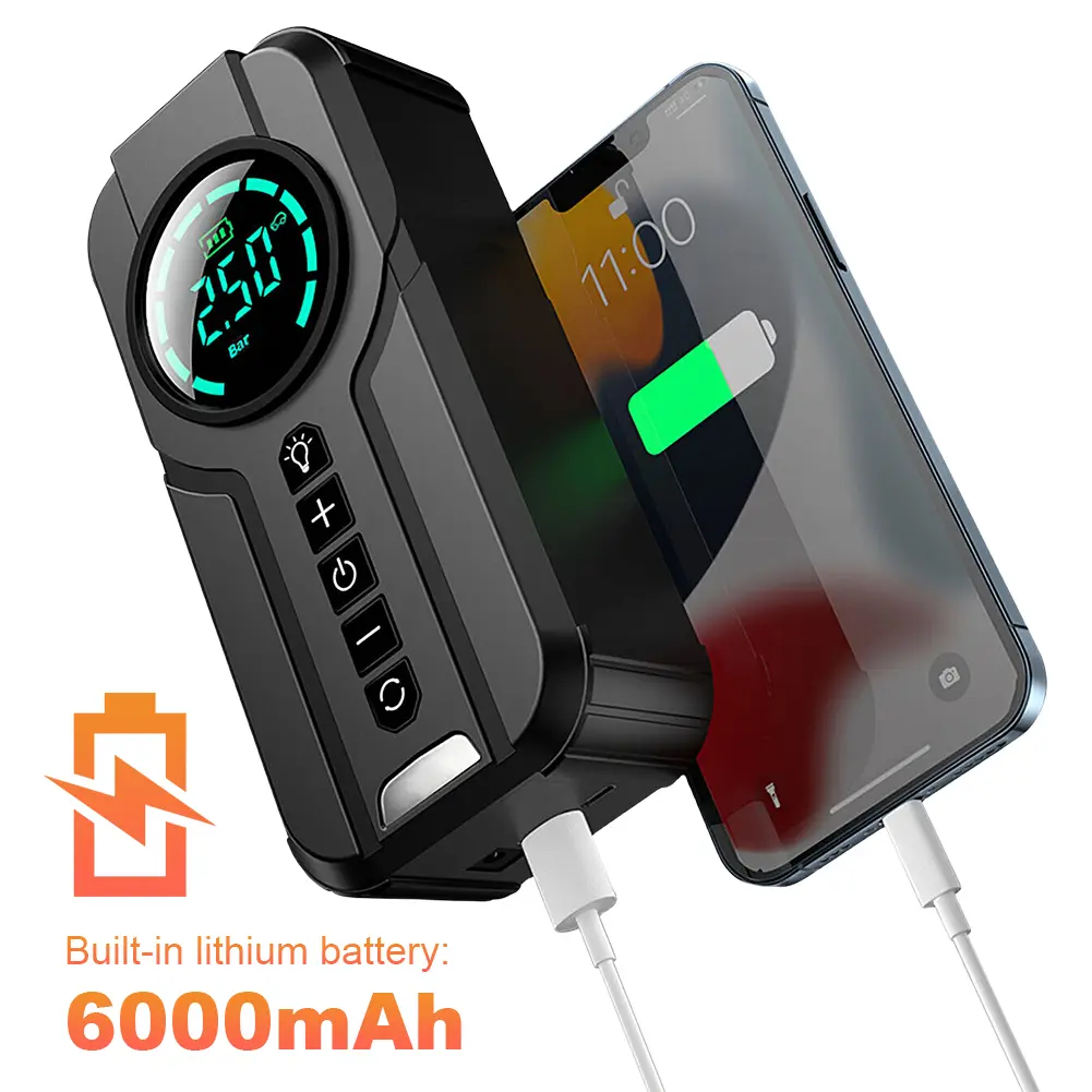 Portable Car Air Compressor 12V 100W Electric Tire Inflator LCD Display Rechargeable Air Pump Digital Cordless Car Tyre Inflator