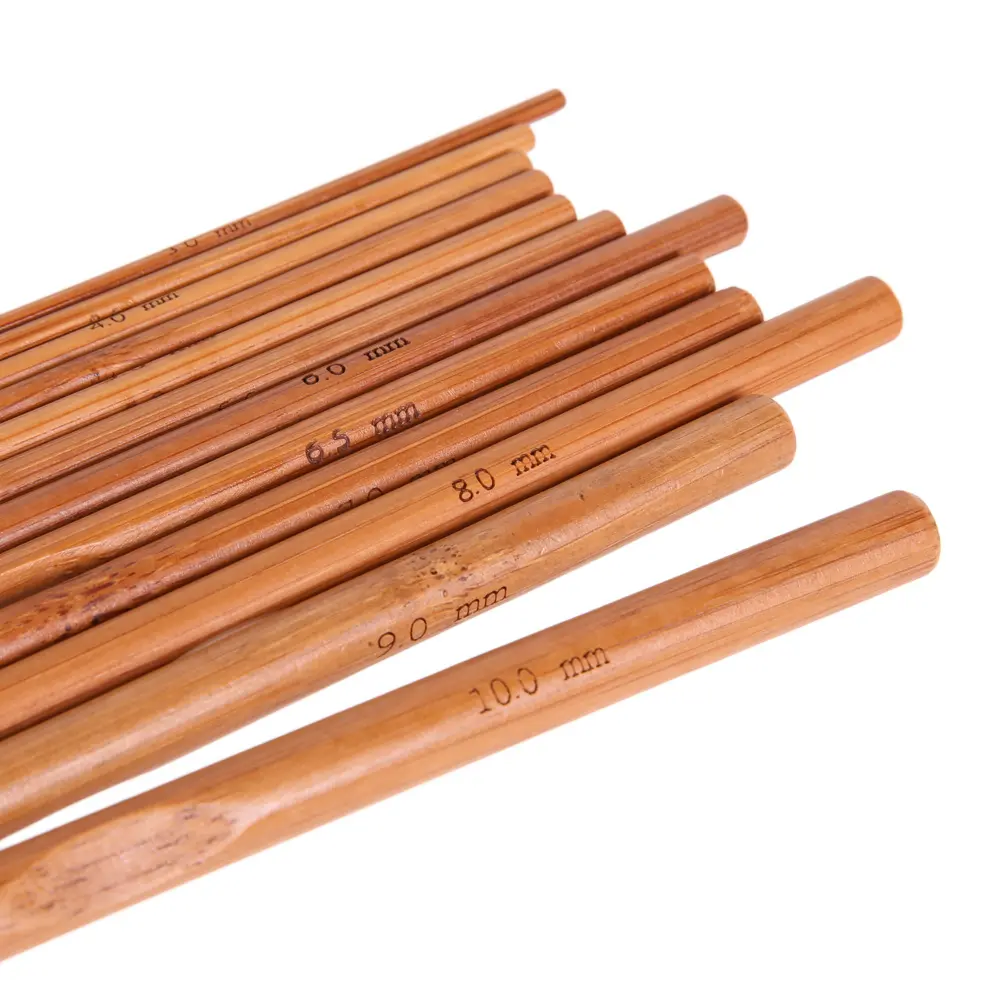 12 Size Bamboo Crochet Hooks Knitting Needles Crochet Needles for Crocheting Chunky Yarn Rugs Blankets
