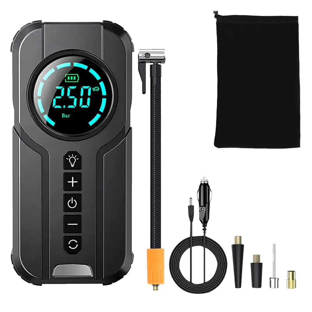 Portable Car Air Compressor 12V 100W Electric Tire Inflator LCD Display Rechargeable Air Pump Digital Cordless Car Tyre Inflator