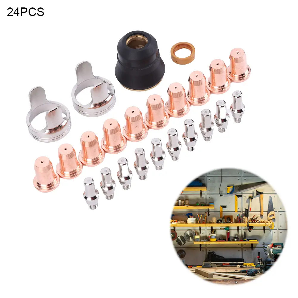 24pcs IPT40 Plasma Tips Kit Welding Parts Tip Electrode Kit Consumables Set for YESWELDER CUT 55DS Pro CUT 65DS Plasma Cutter