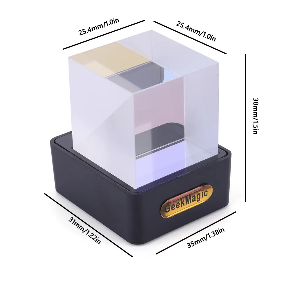 Crystal Cube Photo Display Holographic Desktop Smart Weather Station Digital Clock with GIF Animations Album for Home Office